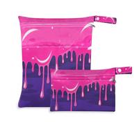 Fashion Street Lot de 2 sacs de bain imperméables pour maillot de bain avec poignées pour piscine et yoga Motif graffiti Rose/violet