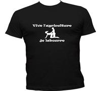 Fashion T-Shirt Man Humoristique Vive l'agriculture Je Labourre Black L