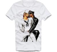 Fashion T-Shirt Men's Sailor Man GayMale Friend Lovers Tom of Finland Leather Jacket Black XXL
