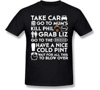 Fashion T-Shirt Shaun of The Dead The Plan to to List Men's Round Neck Short Sleeve Tops Black XXL