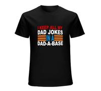 Fashion T-Shirt Vintage I Keep All My Dad Jokes in A Dad-A-Base Funny Men's Short Sleeve Black S