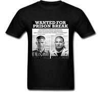Fashion Tees Shirt Fitness Wanted for Prison Break Mens Couple Design A T Shirt Cotton Short Sleeve Big Size Manches Courtes(Large)