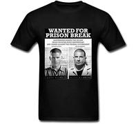 Fashion Tees Shirt Fitness Wanted for Prison Break Mens Couple Design A T Shirt Cotton Short Sleeve Men T Shirts T-Shirt Black L