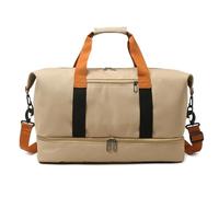 Fashion Travel Bags for Women Large Capacity Men's Sports Bag Waterproof Weekend Sac Voyage Female Messenger Bag Dry and Wet(Khaki)
