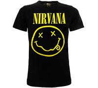 Fashion UK Nirvana Smile T-shirt original pour adulte, garçon et enfant, produit officiel noir, Noir , 12-13 Ans
