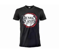 Fashion UK T-shirt Demon Slayer. T-shirt Manga officiel. T-shirt noir avec imprimé devant., Noir , M