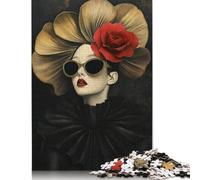 Fashion Woman in Gold and Red Puzzle 1000 Pièces Educa Jouet en Bois Jeu D'Intelligence Décoration Intérieure Jeu Éducatif Challenge Toy Adultes & Enfants des 14 Ans 1000pcs (38x26cm)