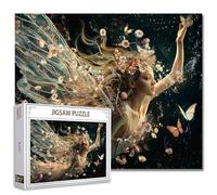 Fashion Woman Jigsaw Puzzles 1000 pièces pour adultes, familles (Fairy Girl, Butterfly, Wildflower, Princess) Pièces s'emboîtent parfaitement ensemble 19,7 x 27,6 pouces Puzzle magique Art Cadeau