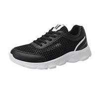 Fashion Women Maillage Creux Respirant Confortable Dentelle Légère Vers Le Bas Plat Bottes Compensées Noires Pour Femmes Bout Fermé (Black, 39) Basket Noir Femme Chaussure Marche De Chaussures