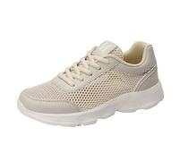 Fashion Women Maillage Creux Respirant Confortable Dentelle Légère Vers Le Bas Plat Bottes Compensées Noires Pour Femmes Bout Fermé (Beige, 38) Basket Femme Blanche Running Chaussures Baskets