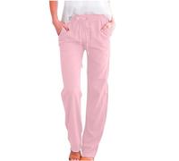 Fashion Womens Casual Solid Color Elastic Loose Pants Straight Wide Leg Trousers Pants