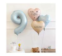 FASHION YO Kit d'arche de ballons en latex pour fête d'anniversaire - Ballons et nœuds - Différentes tailles - Rose pastel et blanc - Différentes tailles - Ensemble cœur (chiffre 9)
