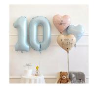 FASHION YO Kit d'arche de ballons en latex pour fête d'anniversaire - Ballons et nœuds - Différentes tailles - Rose pastel et blanc - Différentes tailles - Ensemble cœur (chiffre 10)