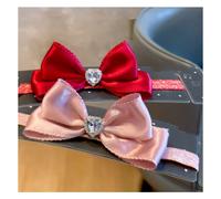 FASHION YO Lot de 2 bandeaux à cheveux élastiques doux en dentelle et perles avec nœud papillon pour nouveau-né fille (D)