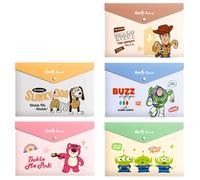 FASHION YO Lot de 5 pochettes en plastique A4, 5 motifs différents de dossiers en plastique avec fermeture à pression, pochettes légères pour documents, bureau, école, organisation pour enfants et