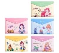 FASHION YO Lot de 5 pochettes en plastique A4, 5 motifs différents de dossiers en plastique avec fermeture à pression, pochettes légères pour documents, bureau, école, organisation pour enfants et