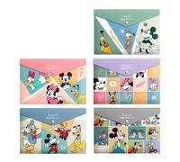 FASHION YO Lot de 5 pochettes en plastique A4, 5 motifs différents de dossiers en plastique avec fermeture à pression, pochettes légères pour documents, bureau, école, organisation pour enfants et