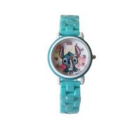 FASHION YO Montre à quartz analogique avec bracelet en acier inoxydable pour enfants, cadeau d'anniversaire, boîte cadeau, Stitch Bleu, Bracelet