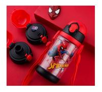 FASHION YO Spiderman Bouteille d'eau réutilisable pour enfants, 520 ml en polypropylène avec deux couvercles, anti-fuite, avec couvercle à paille, sans BPA (Spiderman)