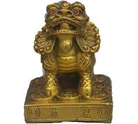 Fashion158 9cm Chine Folk Fengshui Pure Brass Richesse Pièce Kylin Chi-Lin Qilin Bête Statue