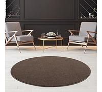 Fashion4Home Tapis de Salon uni - Tapis uni pour Chambre d'enfant, Chambre à Coucher, Bureau, Couloir et Cuisine - Tapis à Poils Courts Marron/Taupe - Taille : 120 cm, Rond.