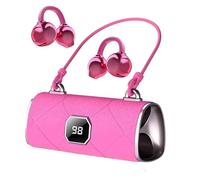 Fashionable Clip-On Wireless Headphones, Handbag-Style Clip-On Wireless Earbuds with LED Display, Clip On Earphones, Lightweight & Comfortable Sports Ear Buds for Running & Everyday Use (Pink)