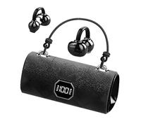 Fashionable Clip-On Wireless Headphones, Handbag-Style Clip-On Wireless Earbuds with LED Display, Clip On Earphones, Lightweight & Comfortable Sports Ear Buds for Running & Everyday Use (Black)