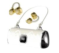 Fashionable Clip-On Wireless Headphones, Handbag-Style Clip-On Wireless Earbuds with LED Display, Clip On Earphones, Lightweight & Comfortable Sports Ear Buds for Running & Everyday Use (White)