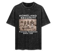 Fashionable Men's Retro T-Shirt Homeland Security Fighting Terrorism Since 1492 Cotton T-Shirt Black S