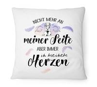 Fashionalarm Coussin avec inscription en allemand « Hovawart Immer im Herzen » - 40 x 40 cm - Avec rembourrage - Cadeau commémoratif - Blanc - 40 x 40 cm