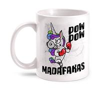 Fashionalarm Pow Pow Madafakas Tasse avec inscription humoristique Motif - Imprimé des deux côtés | Idée cadeau pour femmes filles amateurs de licorne, blanc 330 ml