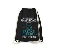 Fashionalarm Sac de gym - Ce ne sont pas des poils de chien - Bulldog français à paillettes | Sac à dos amusant avec inscription humoristique en allemand Idée cadeau pour propriétaire de chien, Noir ,
