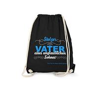 Fashionalarm Sac de gym - Fier père d'un fils incroyable | Sac à dos amusant avec inscription en allemand comme cadeau pour la fête des pères, un anniversaire, une idée de cadeau pour papa, Noir ,