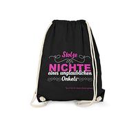 Fashionalarm Sac de gym - Fière nièce d'un oncle incroyable | Sac à dos amusant avec inscription en allemand comme cadeau d'anniversaire pour la famille, Noir , Taille unique, Unique