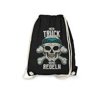 Fashionalarm Sac de gym - Mon camion - Mes règles | Sac à dos amusant avec motif tête de mort et inscription amusante pour camionneurs, routiers, chauffeurs de camion, travail, Noir , Taille unique,