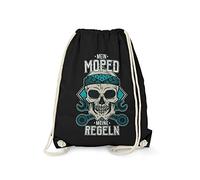 Fashionalarm Sac de gym - Mon cyclomoteur - Mes règles | Sac à dos amusant avec motif tête de mort et inscription amusante, Noir , Taille unique pour tous, Unique