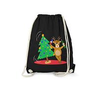 Fashionalarm Sac de gym - Renne ivre - Sac à dos amusant avec motif amusant - Idée cadeau pour Noël, la veille de Noël, le sapin de Noël, Noir , Taille unique, Unique