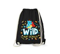 Fashionalarm Sac de gym - Sauvage à l'école - Dragon | Sac à dos pour enfant avec motif animal amusant Idée cadeau rentrée des classes École écolier 1ère classe, Noir , Taille unique, Unique
