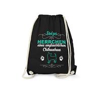 Fashionalarm Sac de gym - Seigneur fier d'un incroyable Chihuahua | Sac à dos amusant avec inscription comme idée cadeau pour les propriétaires de chiens de race, Noir , Taille unique, Unique