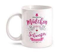 Fashionalarm Tasse « Großartige Mädchen werden zur Schwester befördert zur Schwester befördert » imprimée des deux côtés avec inscription en allemand | Idée de cadeau pour naissance, bébé, frère et