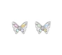 Fashionale Petits clous d'oreilles papillon décoratifs avec zircon multicolore pour les fêtes et les tenues élégantes au quotidien Boucles d'oreilles papillon en alliage tendance
