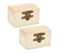 FashionCha 2 Pièces Boîte à Bijoux Coffret Organisateur Bois à Peindre avec Couvercle Charnière DIY Stockage Souvenir Cadeau pour Décoration de Fête Mariage Anni, Style A