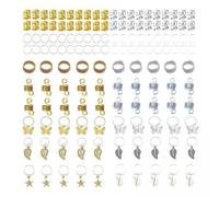 FashionCha 3x 140 Pièces Perles de Tressage de Cheveux, Classiques, s Multiples, Rétro, Anneaux En Métal, Clips de Poignets, Kit de Dreadlocks de