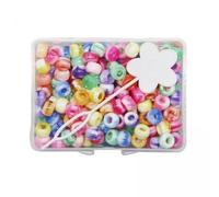 FashionCha 6x 210 Pièces/ensemble 5mm Perles de Couleur Bonbon Manchettes Anneaux de Tresse Clips Tube Outil de Tressage de Cheveux Accessoire de Cheveux avec Bo