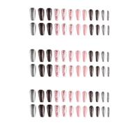 FashionCha 72 Morceaux de Presse sur Les Ongles avec Des Pointes Françaises pour Diverses Occasions, Argent et Rose