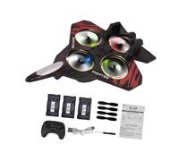 FashionCha Avion Télécommandé Avion de Chasse RC Planeur Structure Solide Léger en Mousse Effet 360 Degrés avec LED Convient aux Passionnés d'Aviation, Batterie Rouge 3