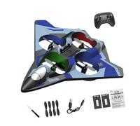 FashionCha Avion Télécommandé Hélicoptère RC Planeur Jouet Extérieur Quatre Moteurs Circulaire Décollage Facile Mousse EVA Solide Effet Lumine, Batterie Double Bleue