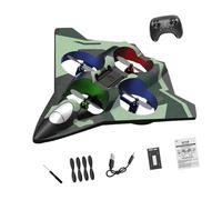 FashionCha Avion Télécommandé Hélicoptère RC Planeur Jouet Extérieur Quatre Moteurs Circulaire Décollage Facile Mousse EVA Solide Effet Lumine, Batterie Simple Verte