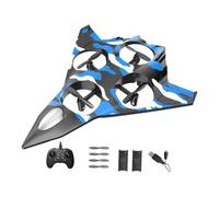 FashionCha Avion Télécommandé Quadcoptère Hélicoptère Réacteur Jouet RC Planeur Léger Fonction Double Auto Retour Convient Enfants Débutants, Bleu avec 2 Batterie