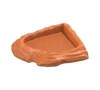 FashionCha Écuelle pour Reptiles Bol à Eau Nourriture et Baignoire Conception Rocher Réaliste en Matière PP Adapté aux Serpents Lézards et Petits, Brun